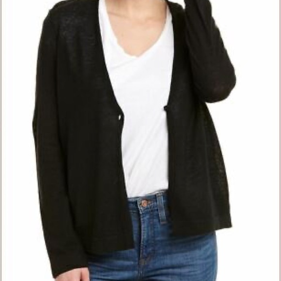 NWT BCBGMaxAzria Linen/Cotton Blend Cardigan Size Medium Color Black - Picture 5 of 7